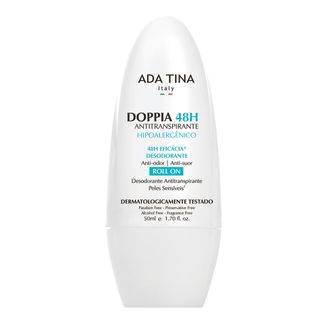 Ada Tina Doppia 48H Antitranspirante Hipoalergênico - Desodorante Antitranspirante Roll-On 50ml