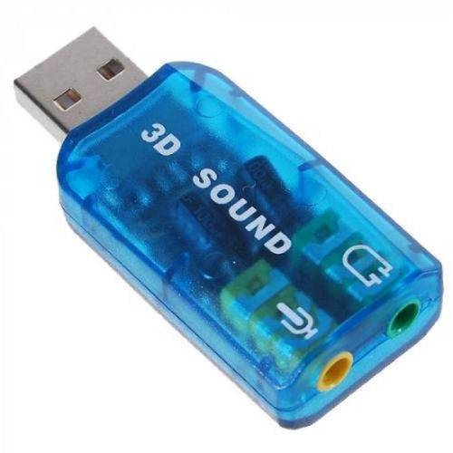 Adaptador Placa de Som USB 5.1 C/ P2 Pc Notebook