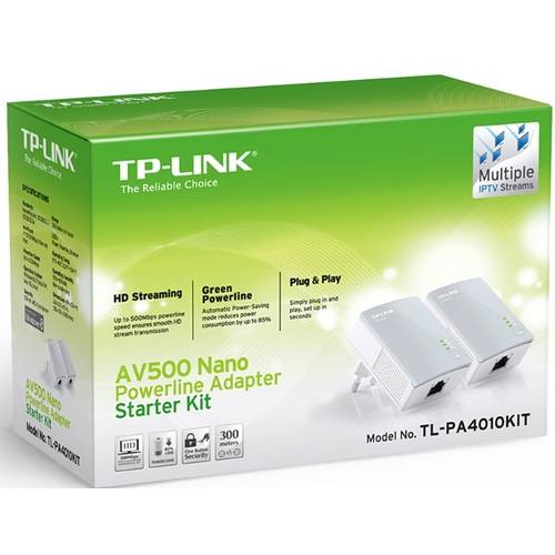 Adaptador Powerline - Tp-Link Kit Inicial Nano Av500 - Branco - Tl-Pa4010kit
