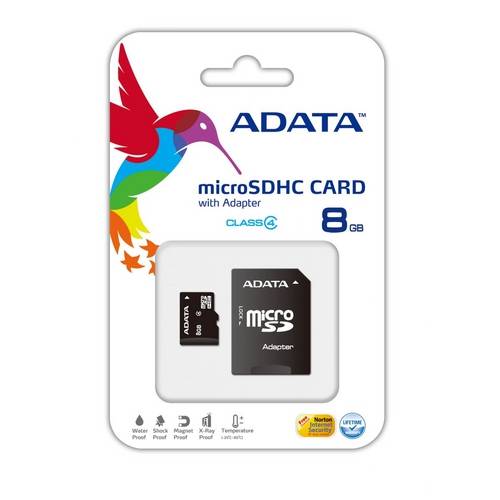 Adata - Cartão de Memória Micro Sd - 8gb C/ Adaptador Sd Classe 4