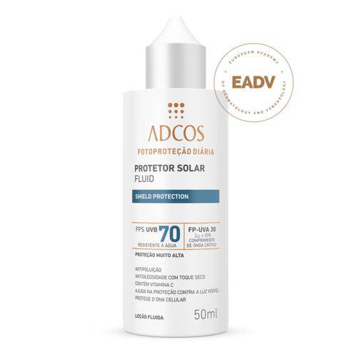 ADCOS PROTETOR SOLAR SHIELD PROTECTION FPS 70 FLUID INCOLOR 50ml + 3 AMOSTRAS