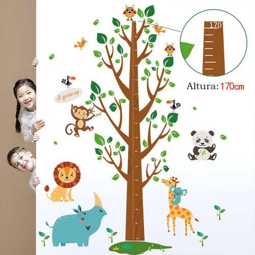 Adesivo Árvore Infantil Animais Bichos para Quarto da Criança Bebê