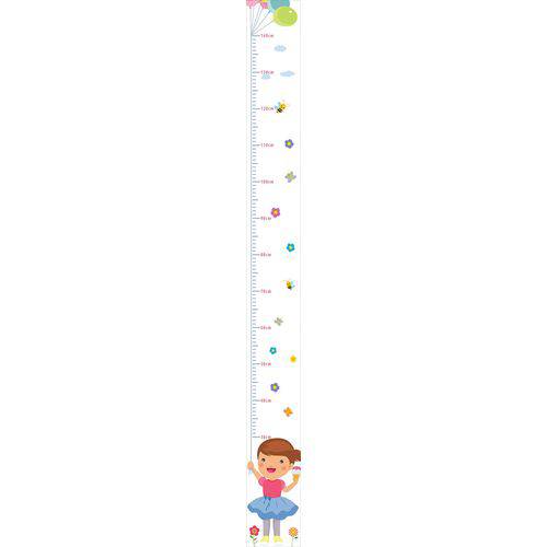 Adesivo Autocolante Régua de Crescimento Infantil Menina 1,5m X 15cm