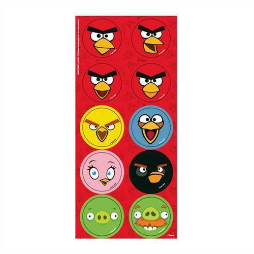 Adesivo 3 Cartelas Redondo Angry Birds