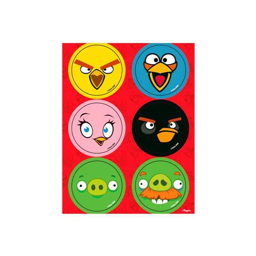Adesivo 3 Cartelas Redondo Angry Birds