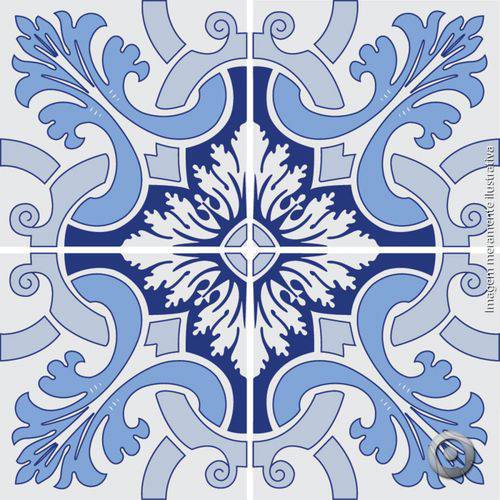 Adesivo de Azulejo Flor Arabesco Azul Cinza 15x15