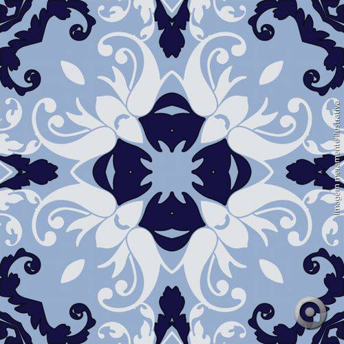 Adesivo de Azulejo Flor Azul Escuro e Claro 15x15