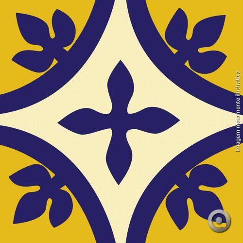 Adesivo de Azulejo Hidráulico Azul e Amarelo 15x15