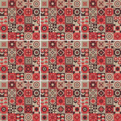 Adesivo de Azulejo Mosaico Vermelho 20x20 Cm - Kit com 16 Azulejos