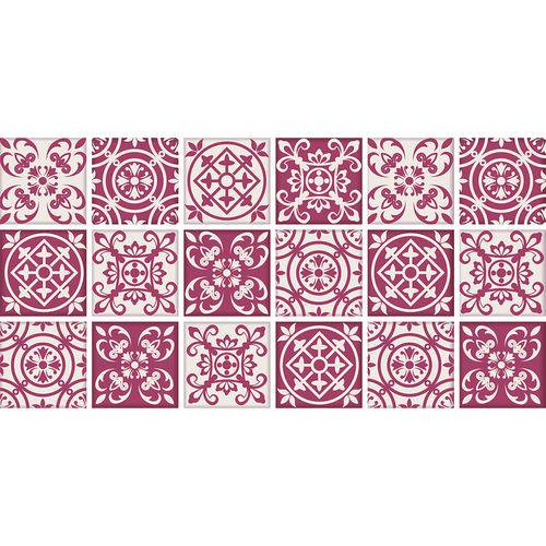 Adesivo de Azulejo Nacional - Scarlett 1517 - Kit 18 Peças para Lavanderia Vinho