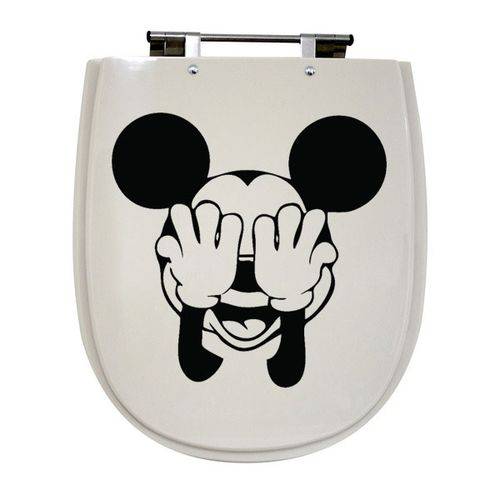 Adesivo de Banheiro para Vaso Acoplado Mickey Tapando os Olhos - Tamanho Único 25x25cm