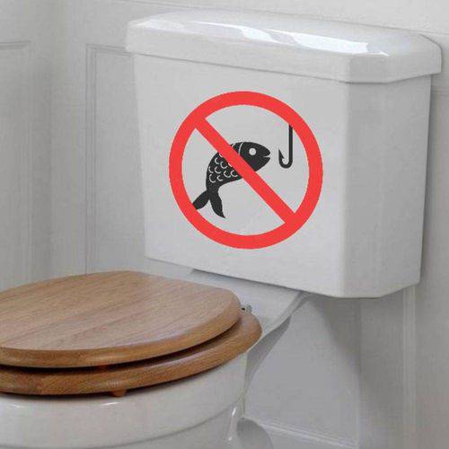 Adesivo de Banheiro para Vaso Acoplado Proibido Pescar