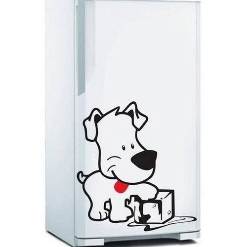 Adesivo de Geladeira Cachorro / Cachorrinho com Gelo