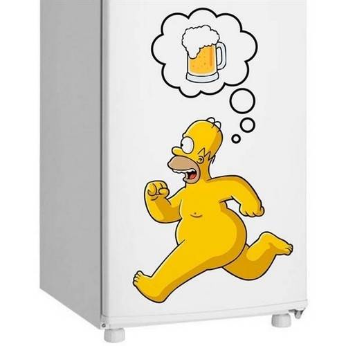 Adesivo de Geladeira Homer Simpsons Correndo Atrás da Cerveja Pelado