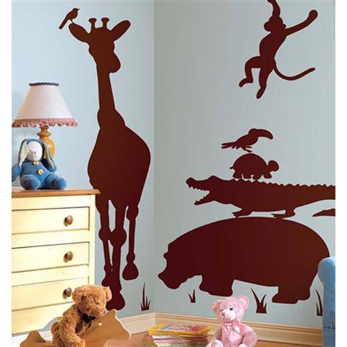 Adesivo de Parede Animal Silhouettes (Brown) Peel Stick Giant Wall Decals Roommates