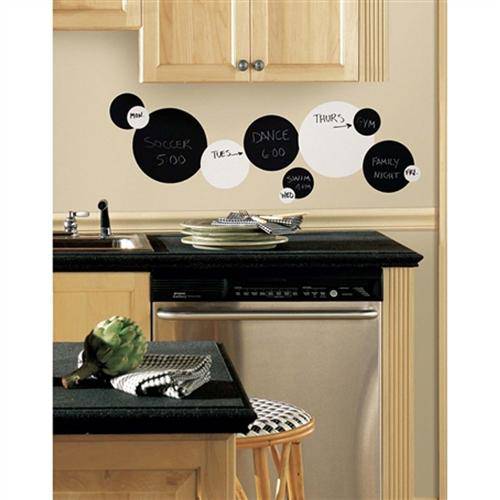 Adesivo de Parede Black And White Chalkboard Dots Peel Stick Wall Decals Roommates