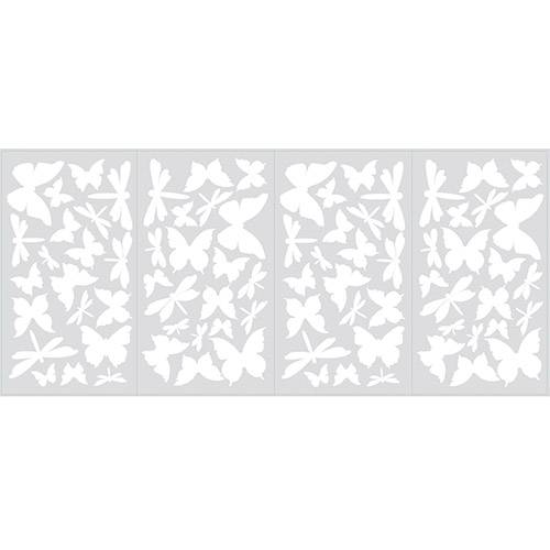 Adesivo de Parede Butterfly & Dragonfly Glow In The Dark Wall Decals Roommates Branco (25,4x45,7cm)