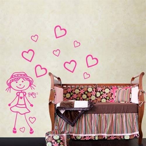 Adesivo de Parede Cartela Decorativo para Quarto Infantil Menina com Corações