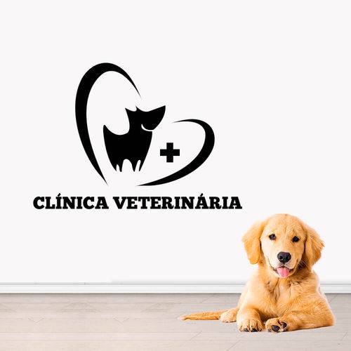 Adesivo de Parede Clínica Veterinária Pet Shop Preto