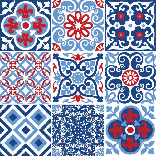 Adesivo de Parede Decorativo para Cozinha Stixx Azulejos Biarritz Colorido (123x61cm)