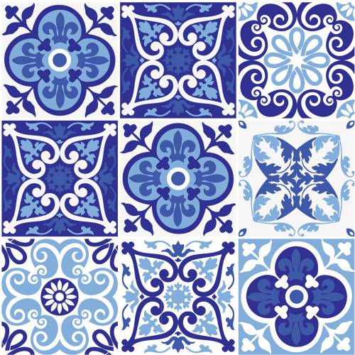 Adesivo de Parede Decorativo para Cozinha Stixx Azulejos Lisboa Colorido (123x61cm)