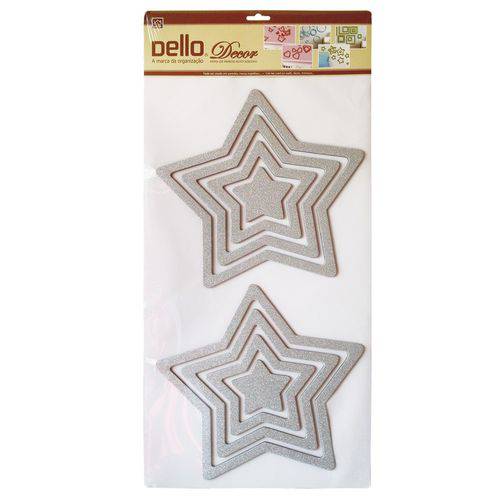 Adesivo de Parede Estrela 3D Glitter Dello 320X690Cm Prata
