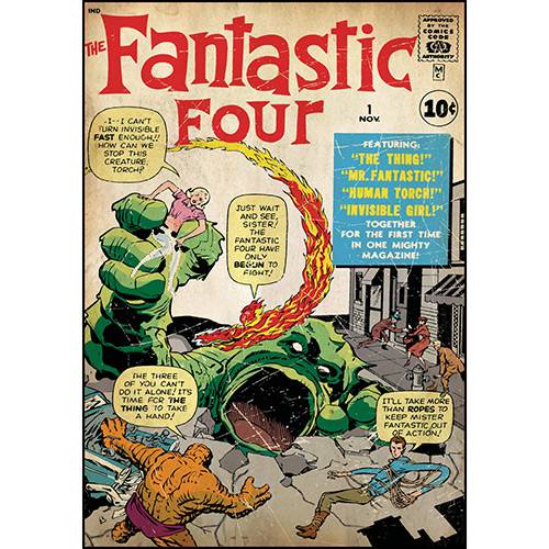 Adesivo de Parede Fantastic Four Issue #1 Comic Cover Giant Wall Decal Roommates Colorido (46x12,8x2,8cm)