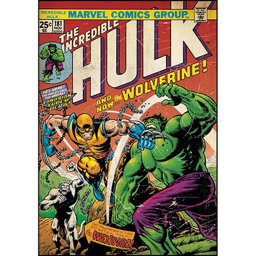 Adesivo de Parede Incredible Hulk & Wolverine Comic Cover Giant Wall Decal Roommates Colorido (46x12,8x2,8cm)