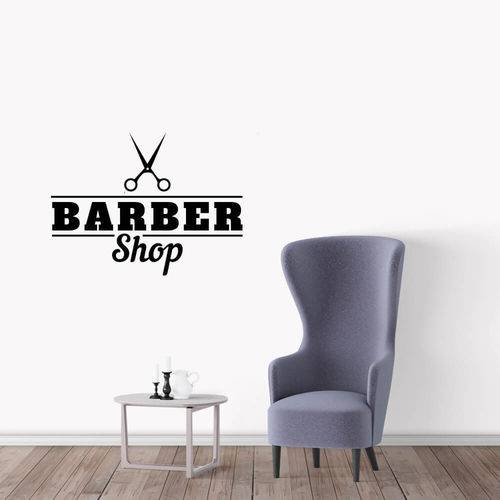 Adesivo de Parede Logo Barber Shop Barbearia Preto