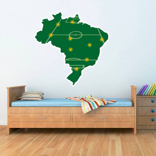 Adesivo de Parede Mapa Brasil Futebol Campo