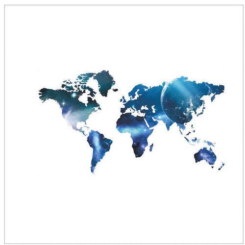 Adesivo de Parede Mapa Mundo 3D Azul Brilhante