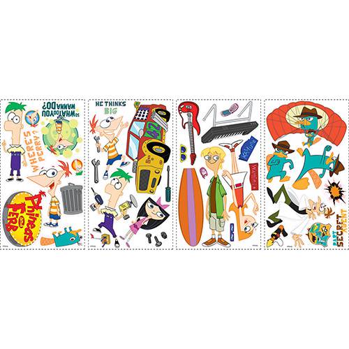 Adesivo de Parede Phineas & Ferb Roommates Colorido (25,4x45,7cm)