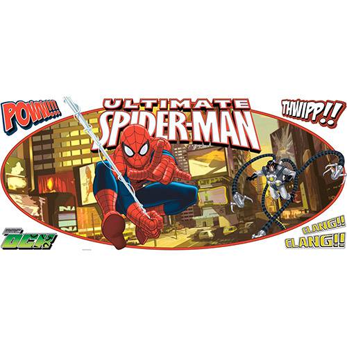 Adesivo de Parede Ultimate Spider-Man Headbord Giant Wall Decal Roommantes/Disney Haus For Fun Colorido (46x12cm)
