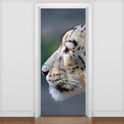 Adesivo de Porta Animais - Leopardo das Neves