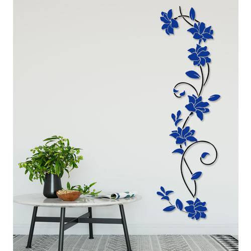 Adesivo Decorativo Arvore Rosa Flor 3d Azul Nacional