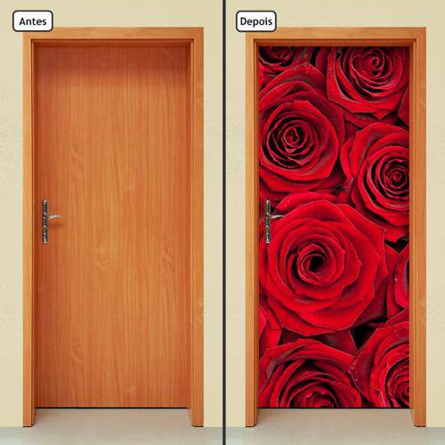 Adesivo Decorativo de Porta - Rosas - Flores - 314cnpt