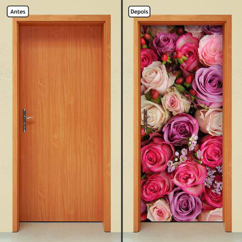 Adesivo Decorativo de Porta - Rosas - Flores - 246mcnt