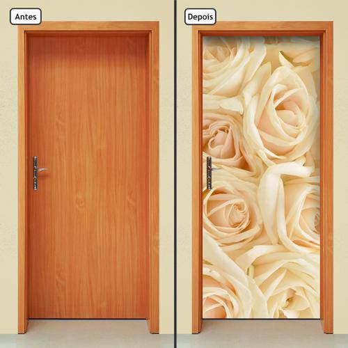 Adesivo Decorativo de Porta - Rosas - Flores - 438cnpt