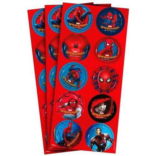Adesivo Decorativo Redondo Homem Aranha Home - 3 Cartelas