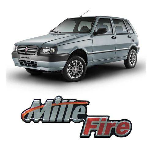Adesivo Emblema Mille Fire Uno Mille Fire Cromado Resinado