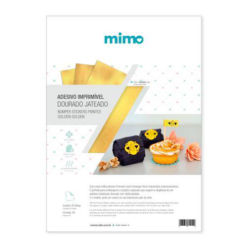 Adesivo Imprimivel Dourado Jateado à Prova D`Agua - Mimo - A4 20fls