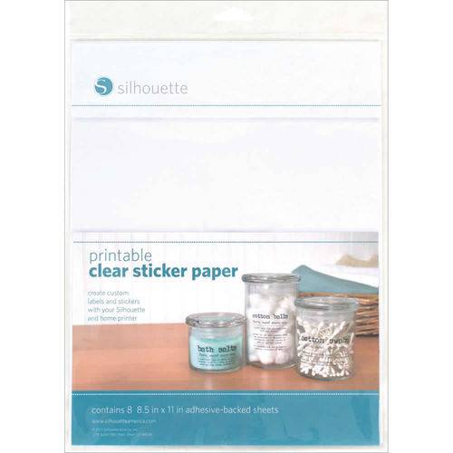 Adesivo Imprimível Silhouette – Transparente Printable Clear Sticker Paper com 08 Unidades 21,6 X 28 C