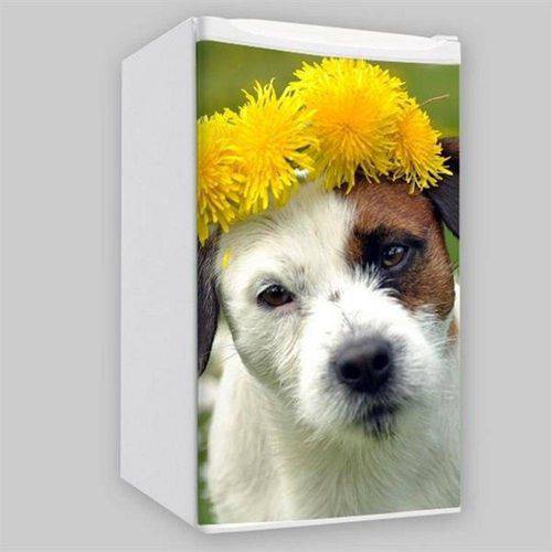 Adesivo para Frigobar - Cachorro com Flores
