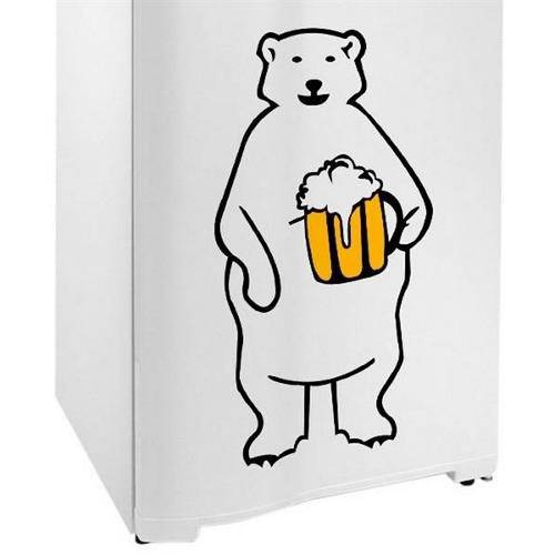 Adesivo para Geladeira Urso Polar com Copo de Cerveja