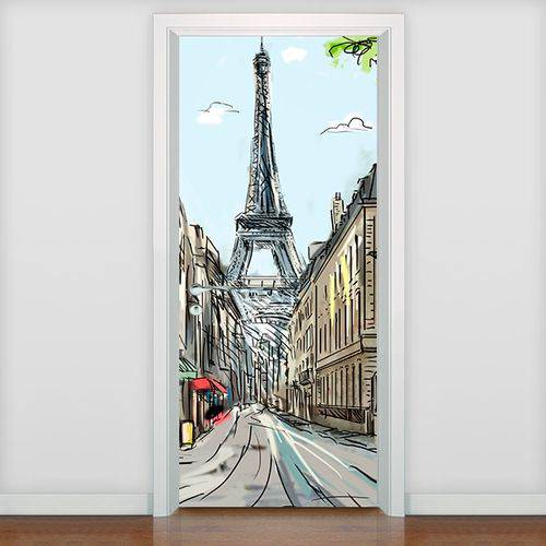 Adesivo para Porta Torre Eiffel Pintura à Óleo