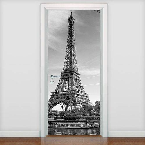 Adesivo para Porta Torre Eiffel Preto e Branco