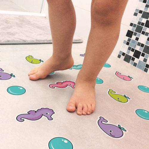 Adesivo Piso Banheiro Antiderrapante Infantil Baleia 14 Un