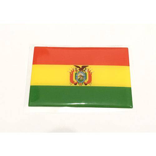 Adesivo Resinado da Bandeira da Bolívia 9x6 Cm
