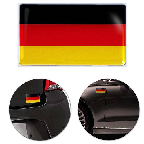 Adesivo Resinado Poliéster Bandeira da Alemanha 9cm Aplicação em Verso Autocolante