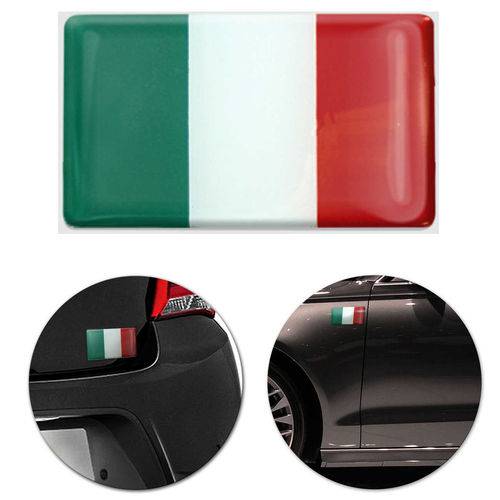 Adesivo Resinado Poliéster Bandeira da Itália 9cm Aplicação em Verso Autocolante